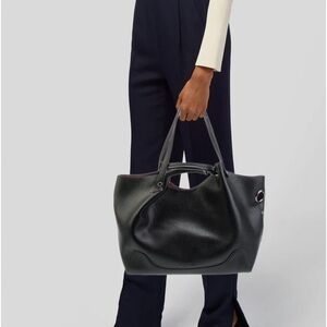 Sondra Roberts Squared Black Leather Tote